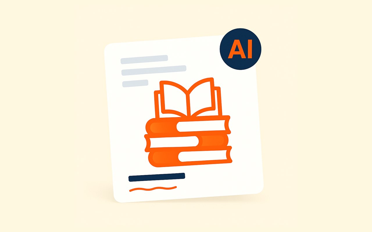 ИИ для библиотекаря: стопка книг с открытой книгой сверху