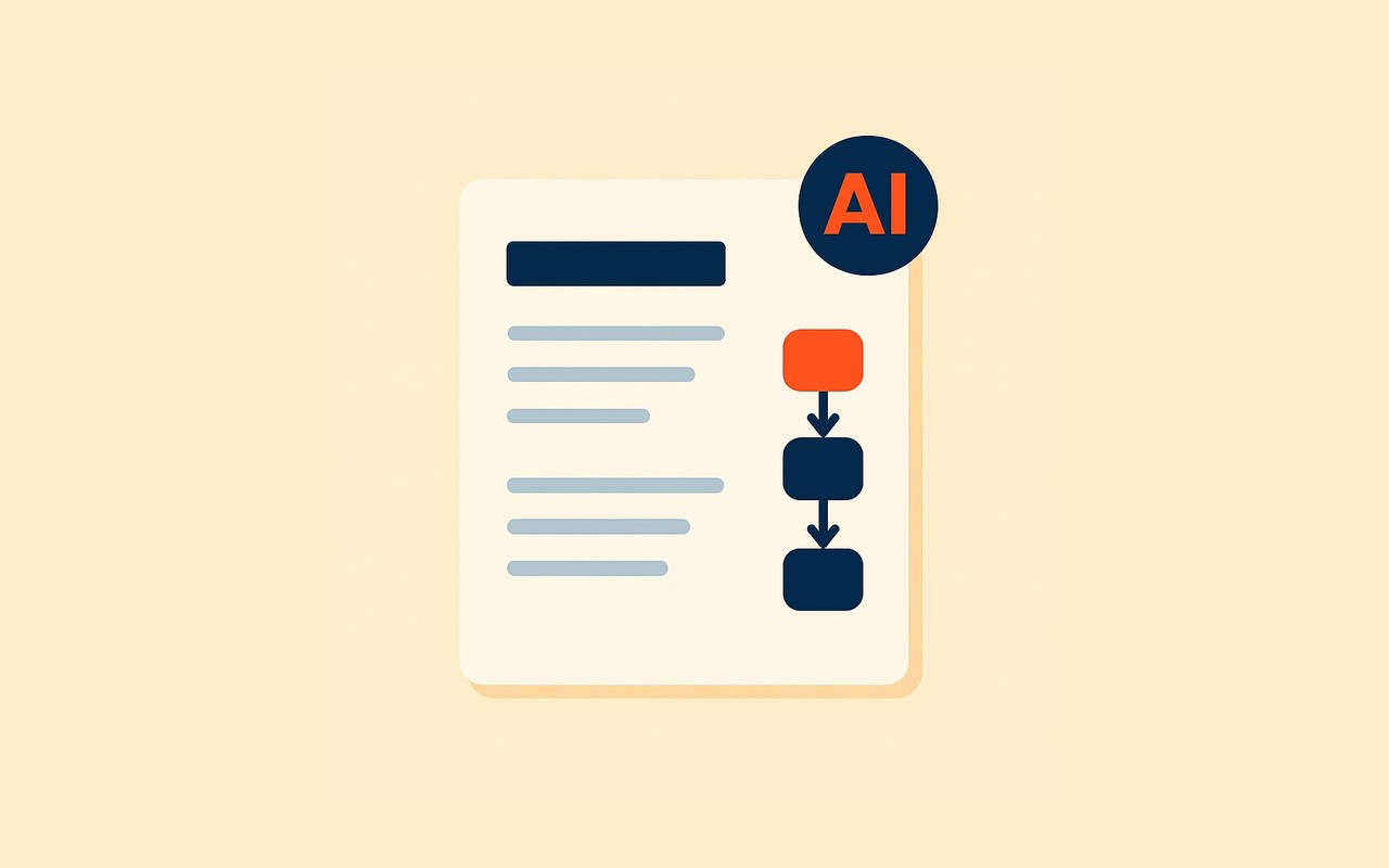 ИИ для бизнес-аналитика: документ требований и схема процесса, бейдж AI