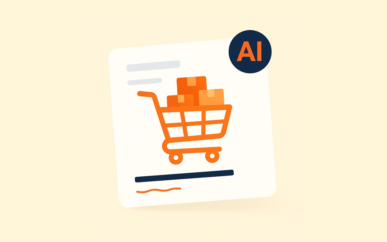 ИИ для закупщика: тележка с коробками и бейдж AI